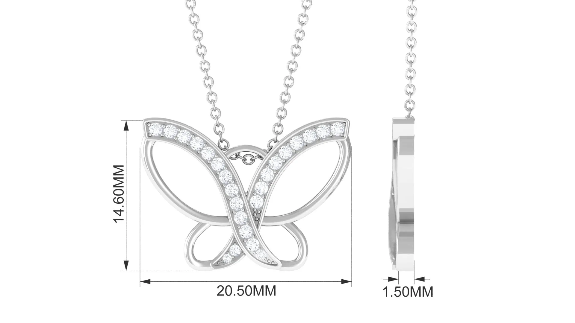 0.25 CT Butterfly Pendant Necklace with Diamond