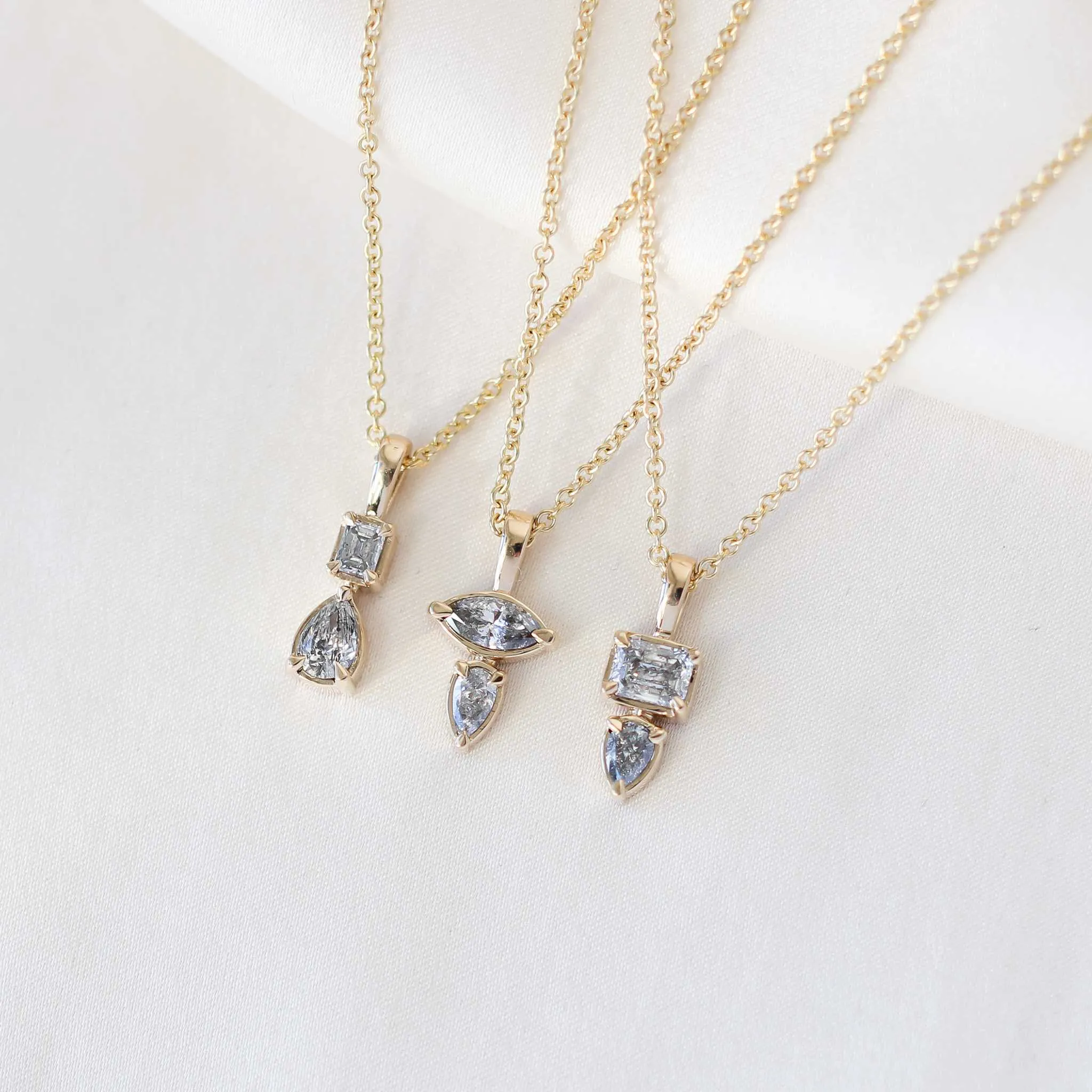0.34ct Marquise and Pear Diamond Toi Et Moi Necklace