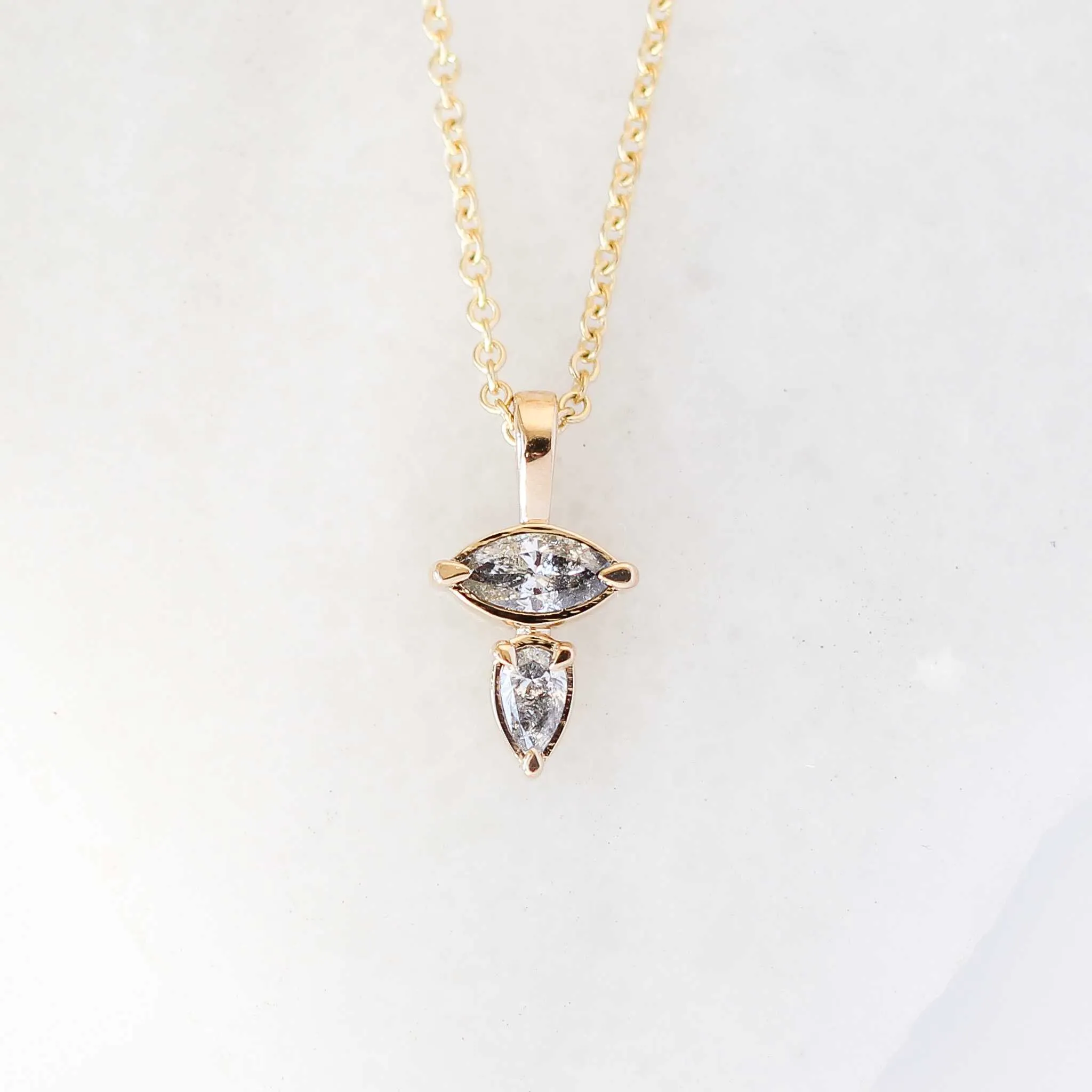 0.34ct Marquise and Pear Diamond Toi Et Moi Necklace
