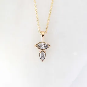 0.34ct Marquise and Pear Diamond Toi Et Moi Necklace