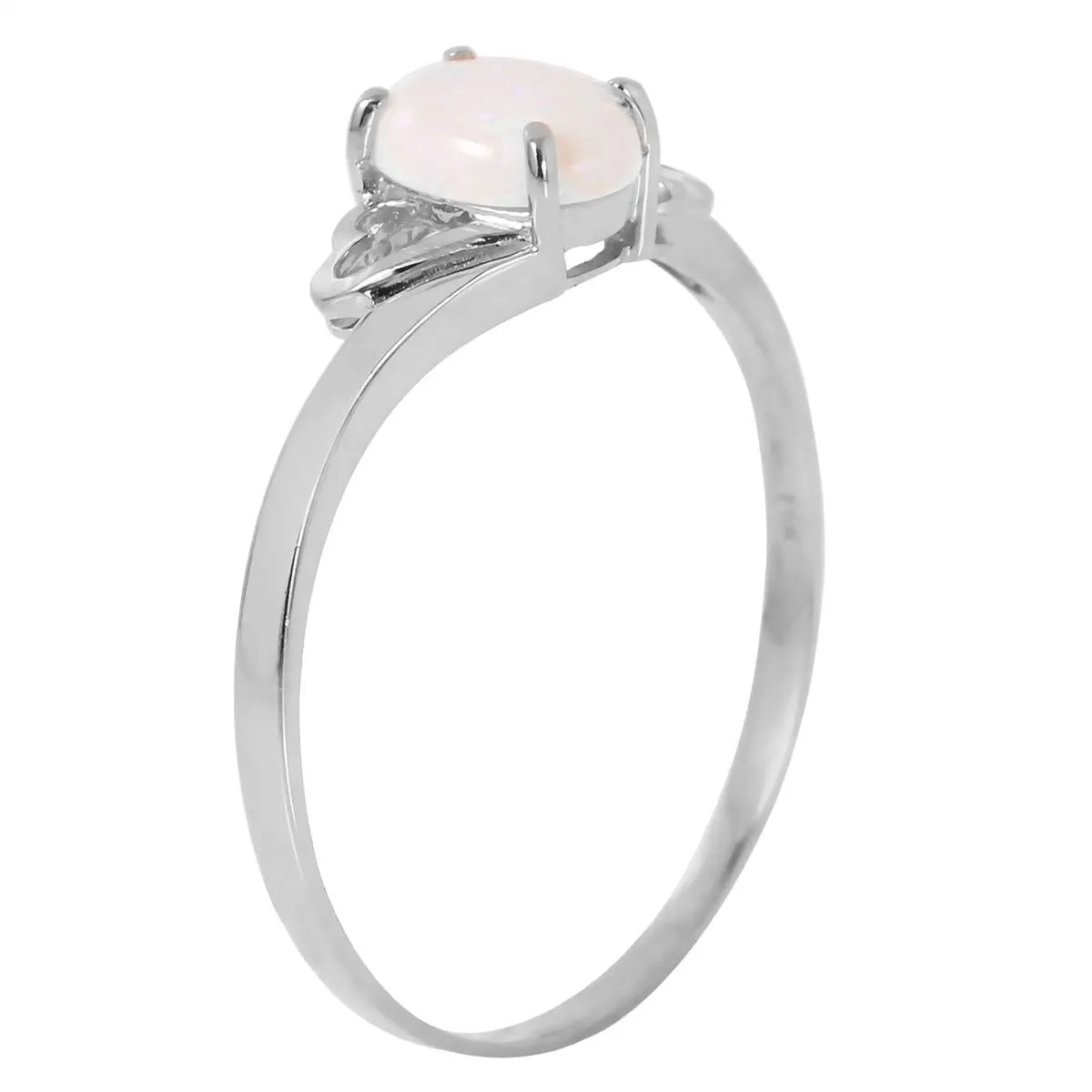 0.45 Carat 14K Solid White Gold Boundless Heart Opal Ring