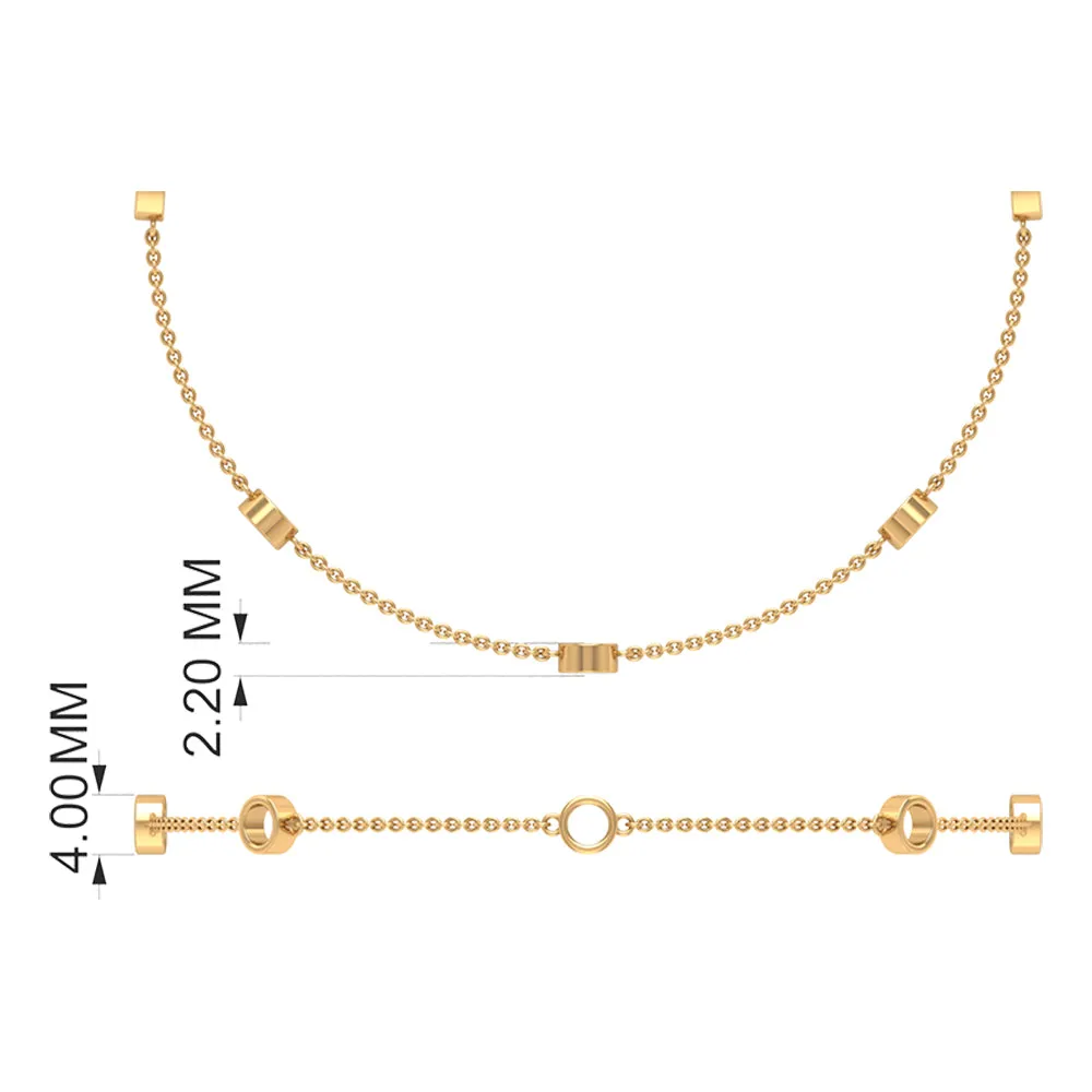 0.75 CT Bezel Set Black Onyx Seven Stone Station Chain Bracelet