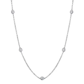 1.00 cttw Lab Created Diamond Bezel Set Station Necklace