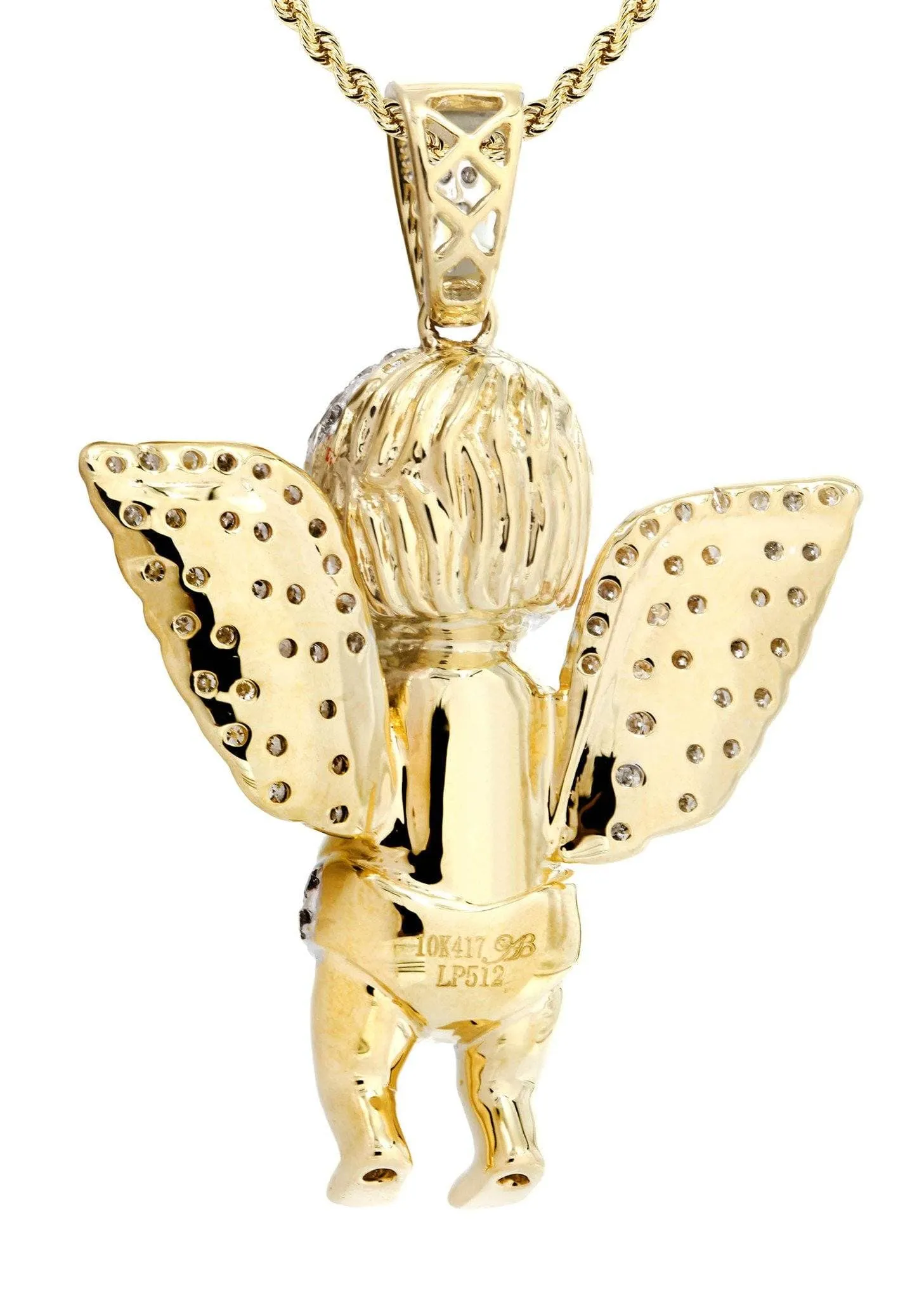 10K Yellow Gold Angel Diamond Necklace  | 1.87 Carats