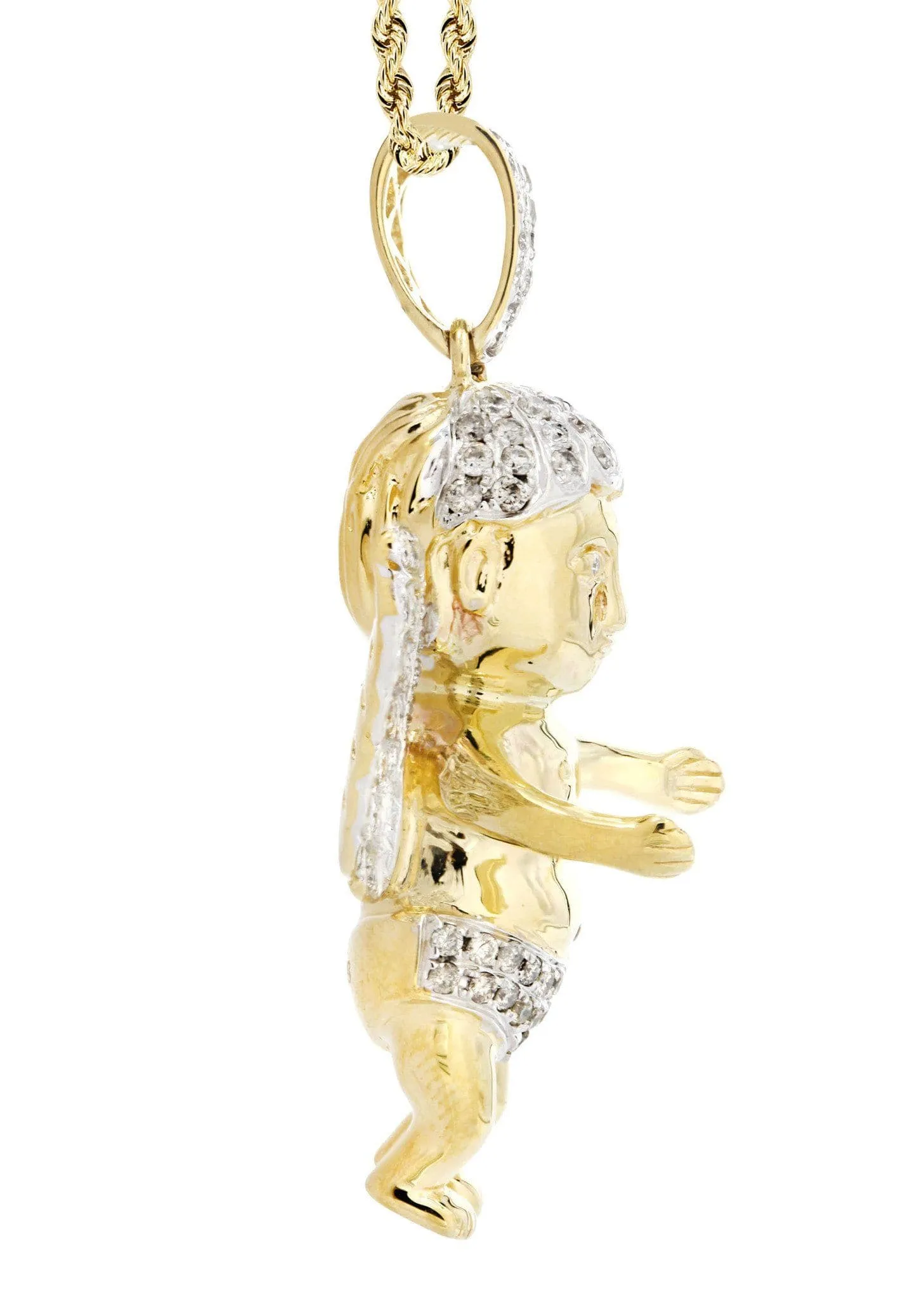 10K Yellow Gold Angel Diamond Necklace  | 1.87 Carats