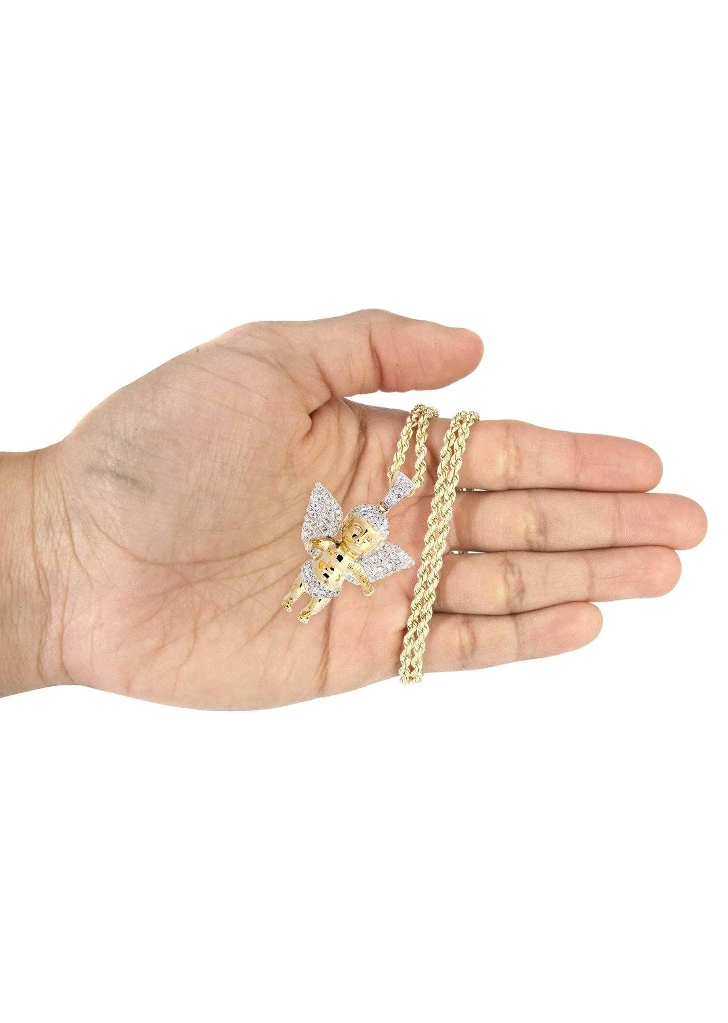 10K Yellow Gold Angel Diamond Necklace  | 1.87 Carats