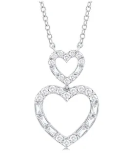 10KW Double Heart Necklace w/ 0.30 ctw & 18"