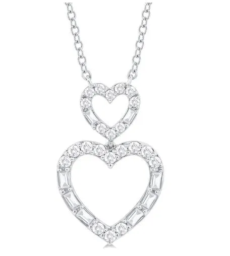 10KW Double Heart Necklace w/ 0.30 ctw & 18"