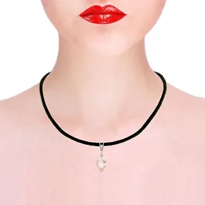 12.26 Carat 14K Solid White Gold Leather Necklace Diamond White Topaz