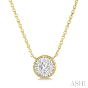 1/3 Ctw Round Shape Lovebright Diamond Necklace in 14K Yellow and White Gold