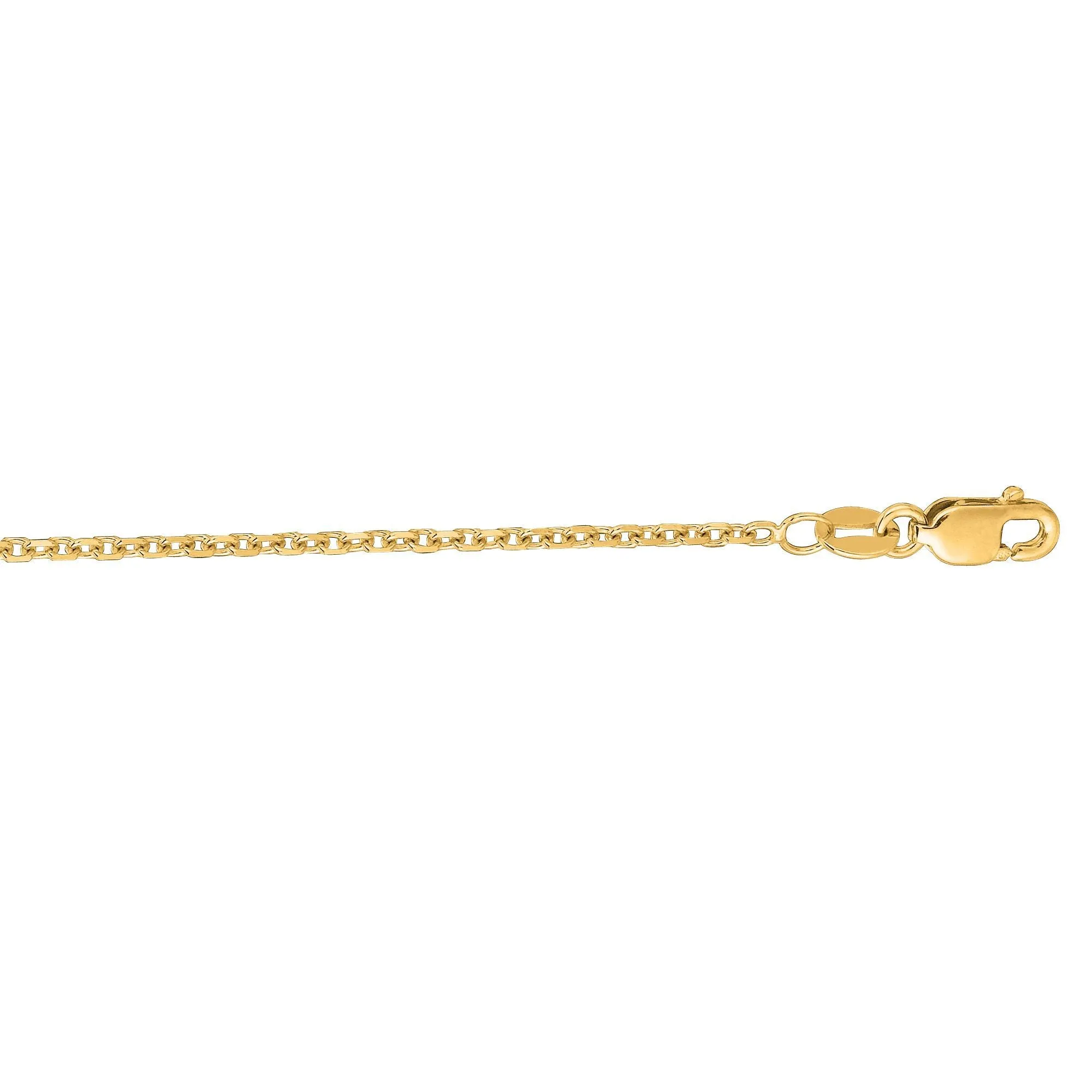 14K Gold 1.5mm  Diamond Cut Cable Chain with Lobster Lock, Available in White and Yellow Gold