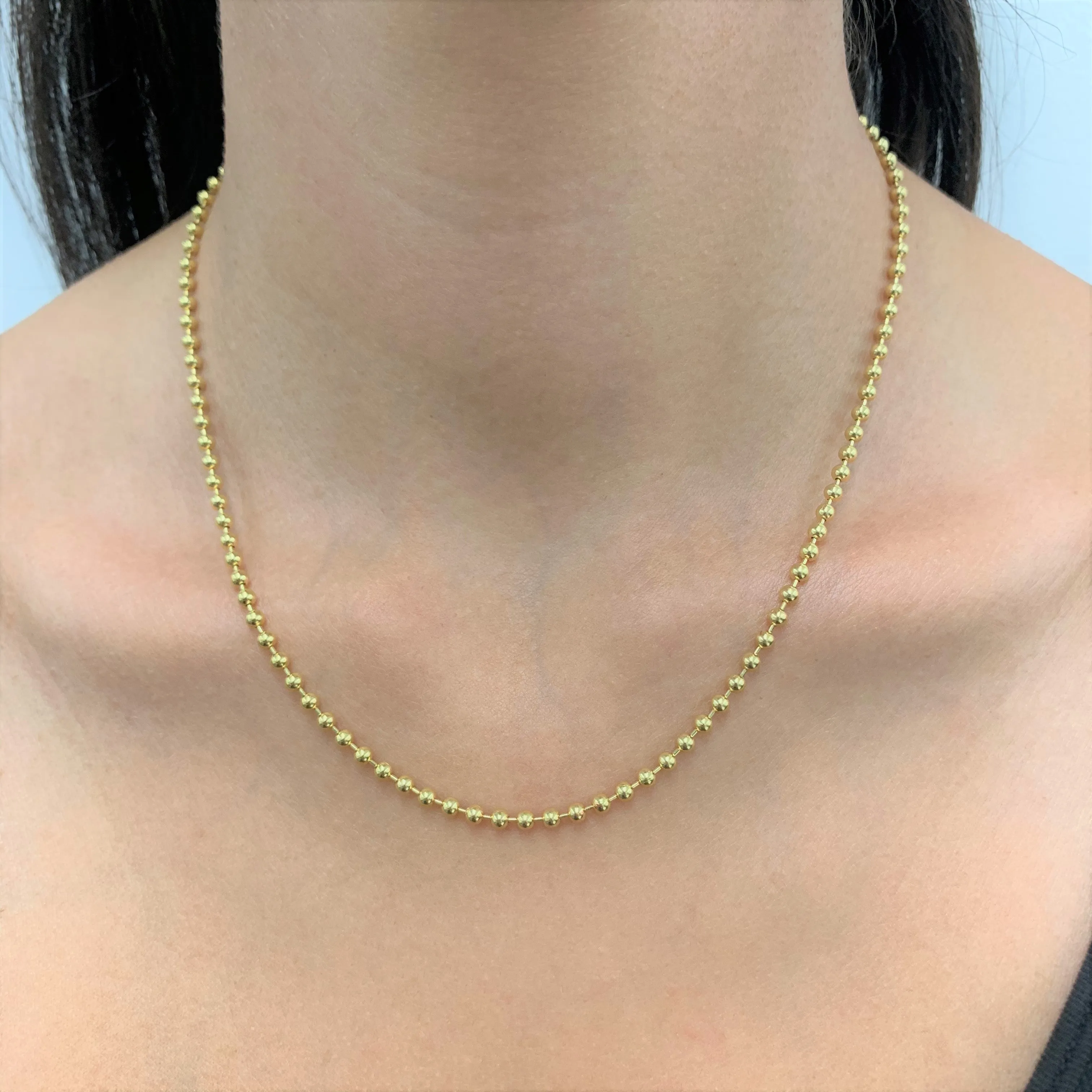14k Gold Beaded Chain Necklace