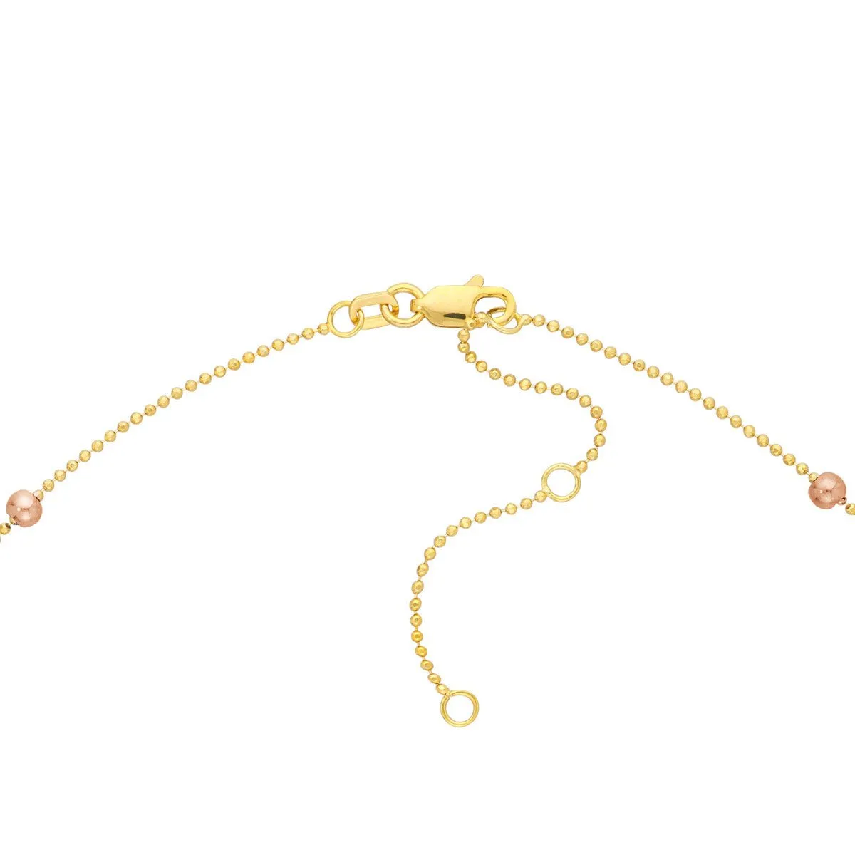 14K Gold Children's Virgin Mary with Cross Beaded Y-Necklace