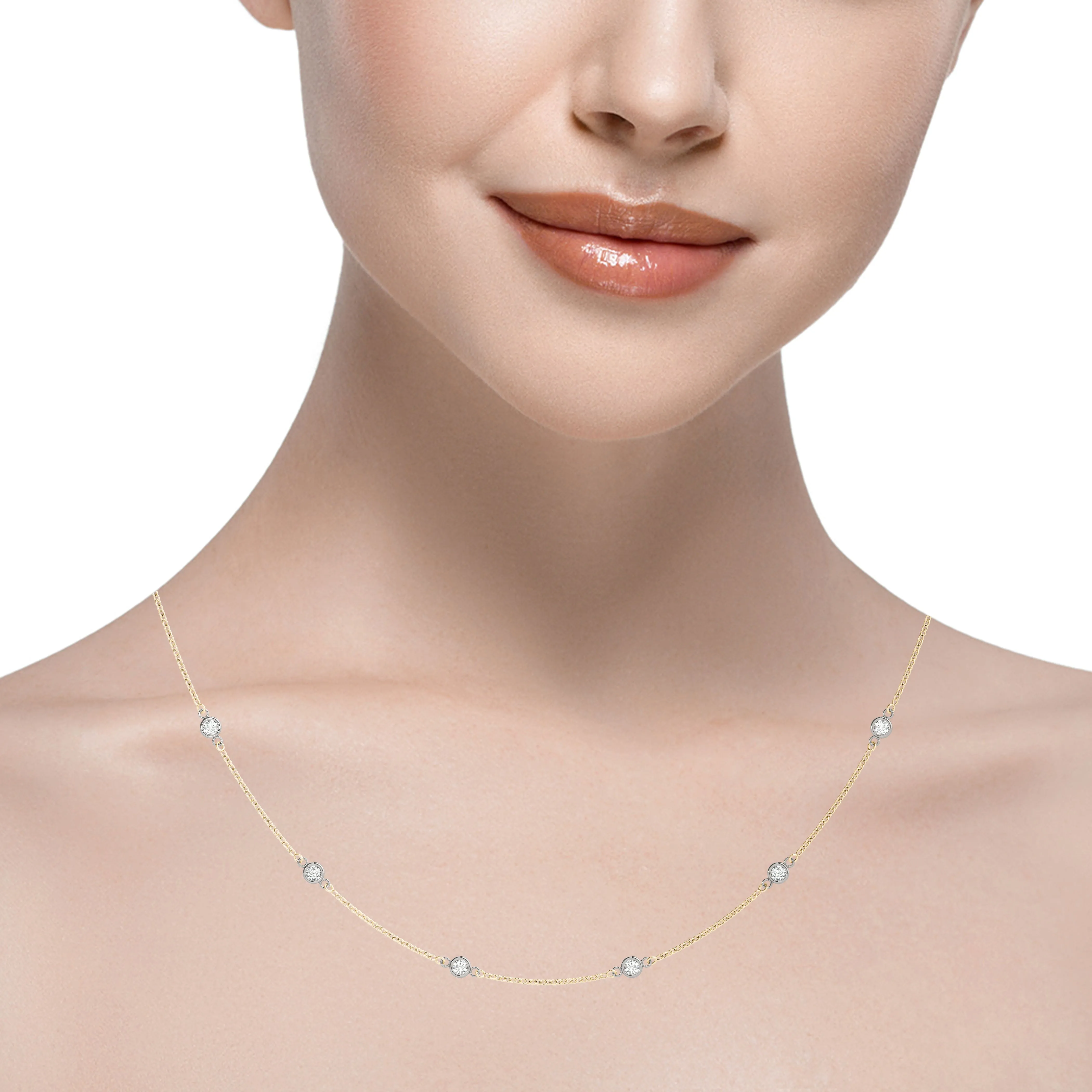 14K Gold Diamonds on a Chain Diamond Necklace