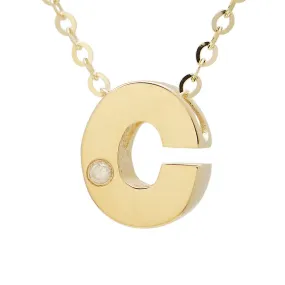 14K Gold Initial "C" Necklace (Diamond)