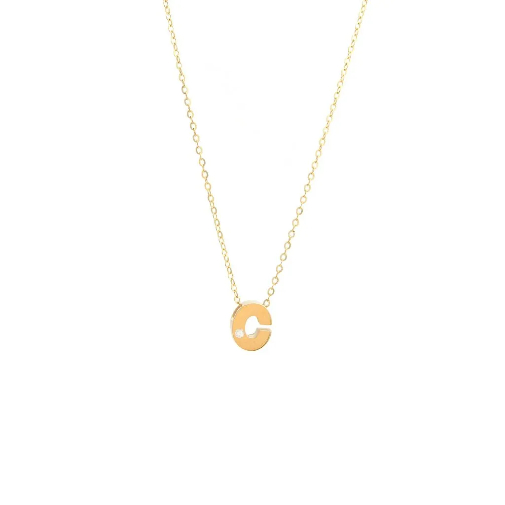 14K Gold Initial "C" Necklace (Diamond)