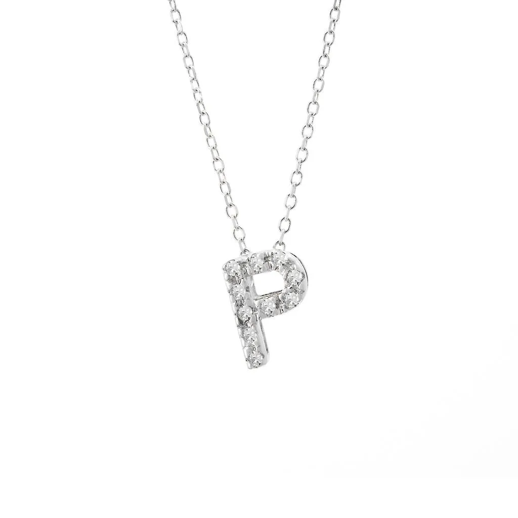 14K Gold Initial "P" Necklace With Diamonds