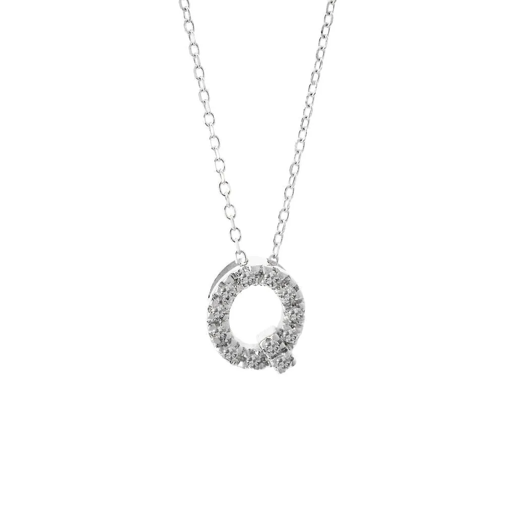 14K Gold Initial "Q" Necklace With Diamonds
