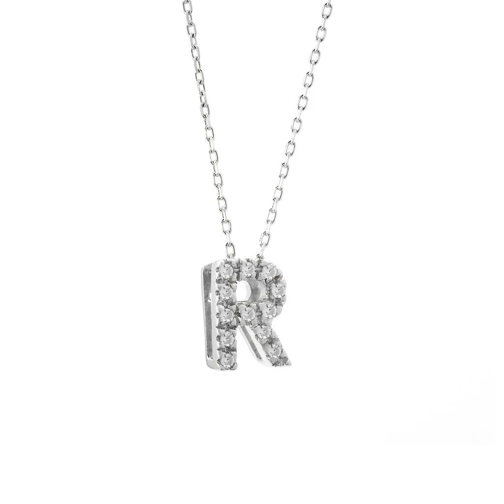 14K Gold Initial "R" Necklace With Diamonds