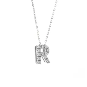 14K Gold Initial "R" Necklace With Diamonds