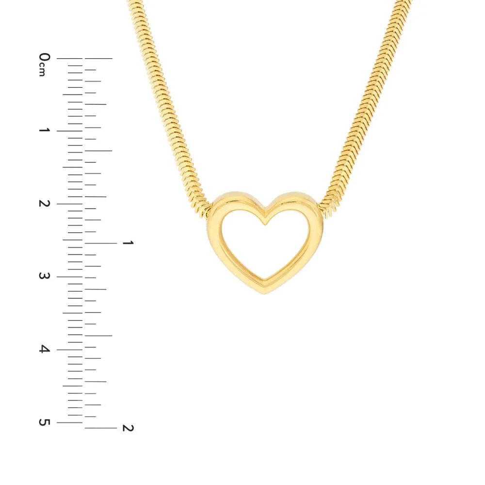 14k Gold Open Heart Pendant Necklace