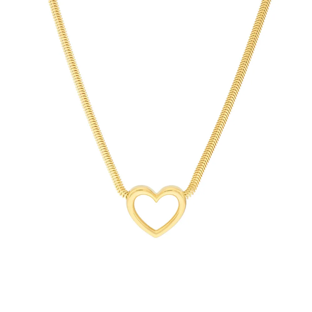 14k Gold Open Heart Pendant Necklace