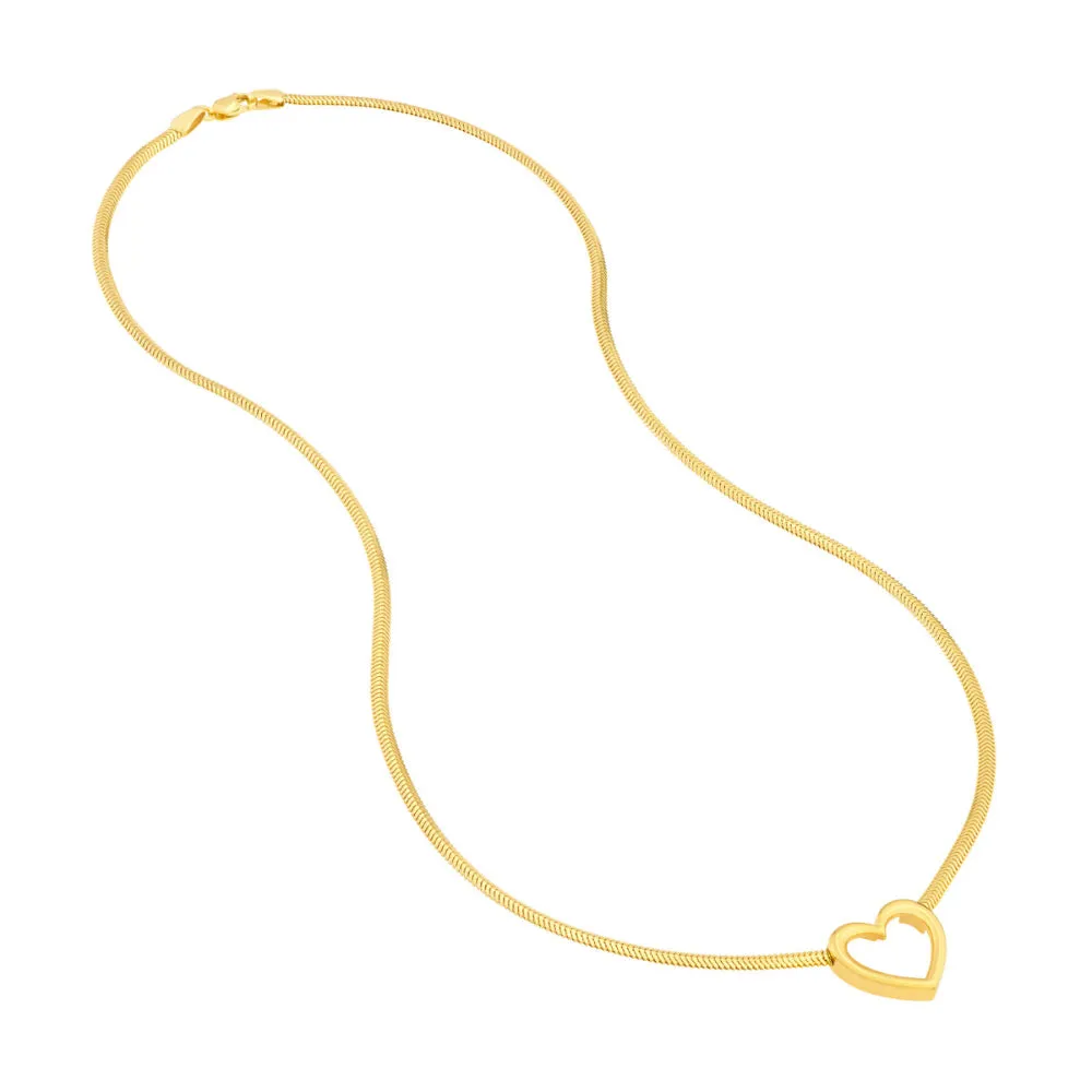 14k Gold Open Heart Pendant Necklace