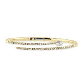 14K Gold Oval & Round Diamond Bangle - 0.96ct