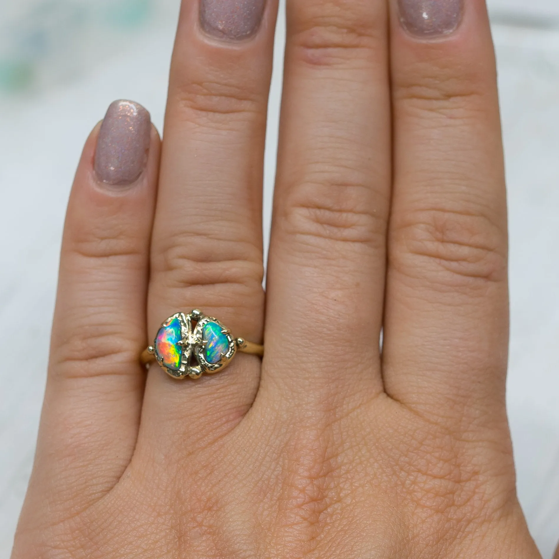 14k Gold Pipe Opal Ring- Sz 7