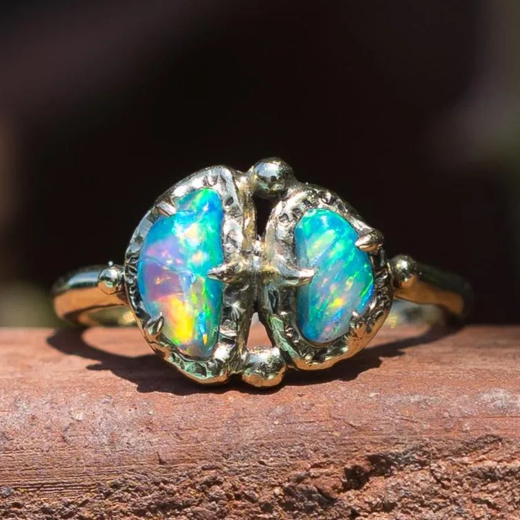 14k Gold Pipe Opal Ring- Sz 7
