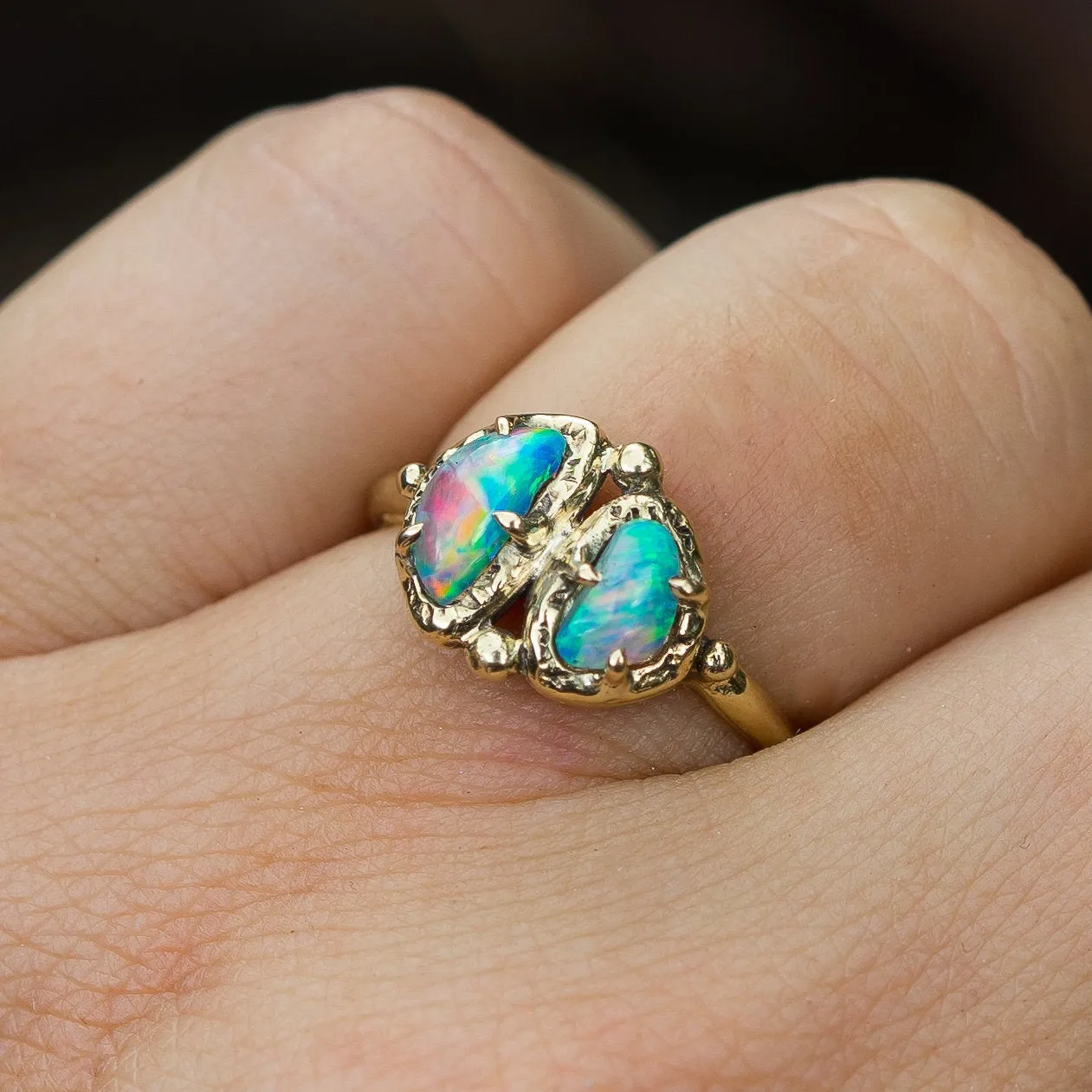 14k Gold Pipe Opal Ring- Sz 7