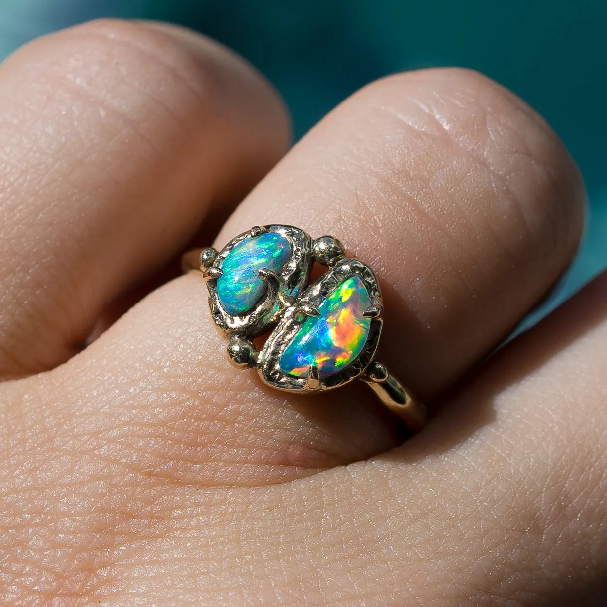14k Gold Pipe Opal Ring- Sz 7