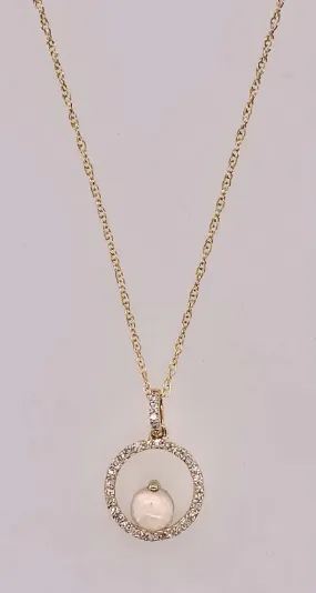 14K Opal & Diamond Pendant Necklace