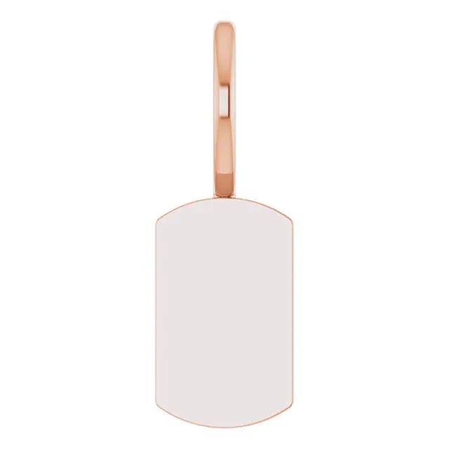 14K Rose Gold Engravable Dog Tag Charm/Pendant
