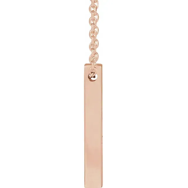 14K Rose Gold Engravable Four-Sided Vertical Bar 16-18" Necklace