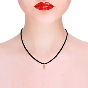 14K Solid Rose Gold & Leather Necklace w/ 0.50 Carat Diamond