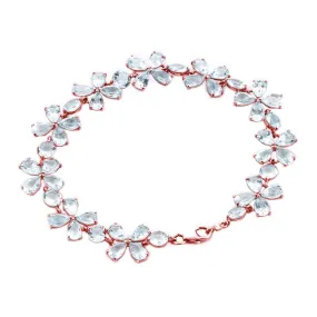 14K Solid Rose Gold Bracelet w/ Natural Aquamarines