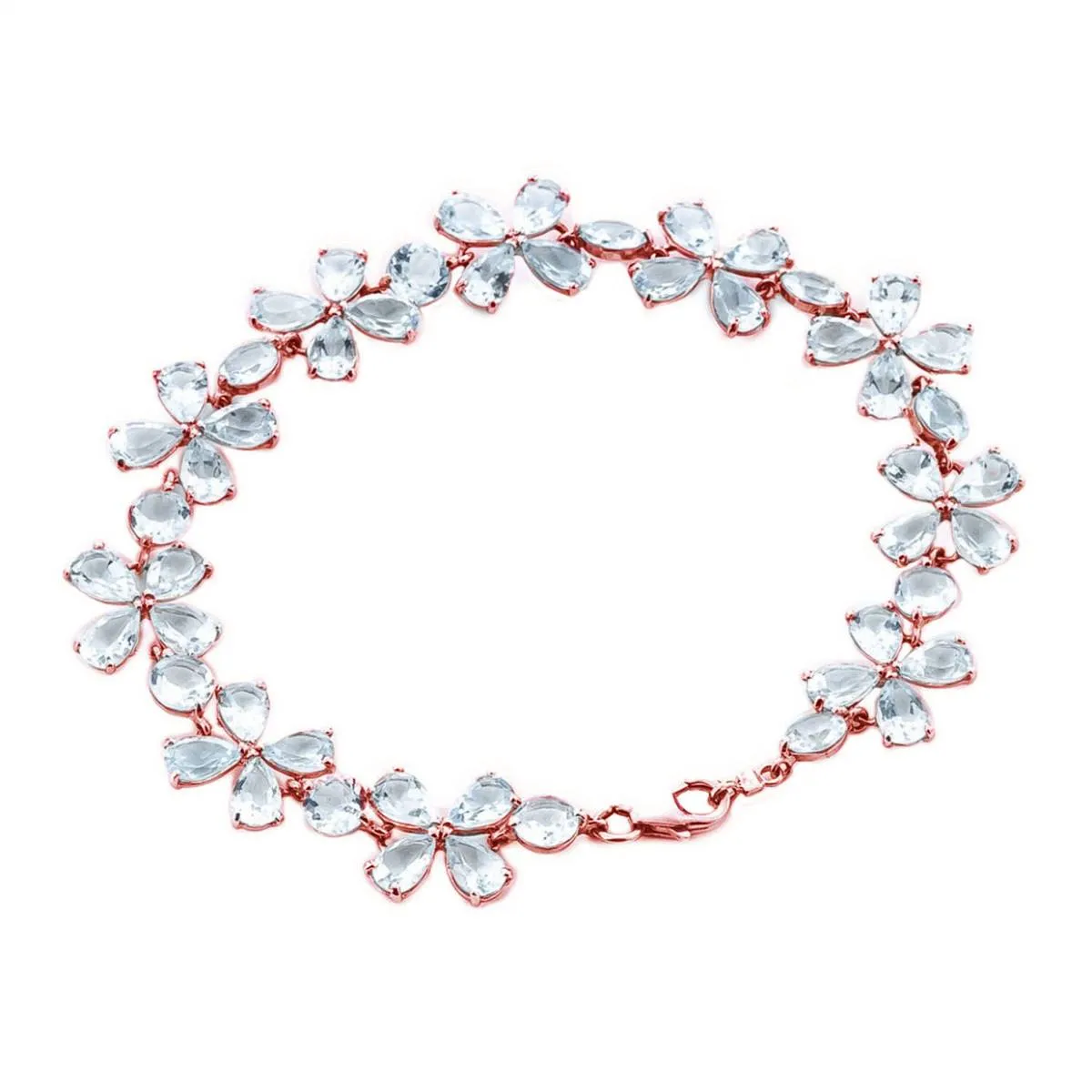 14K Solid Rose Gold Bracelet w/ Natural Aquamarines