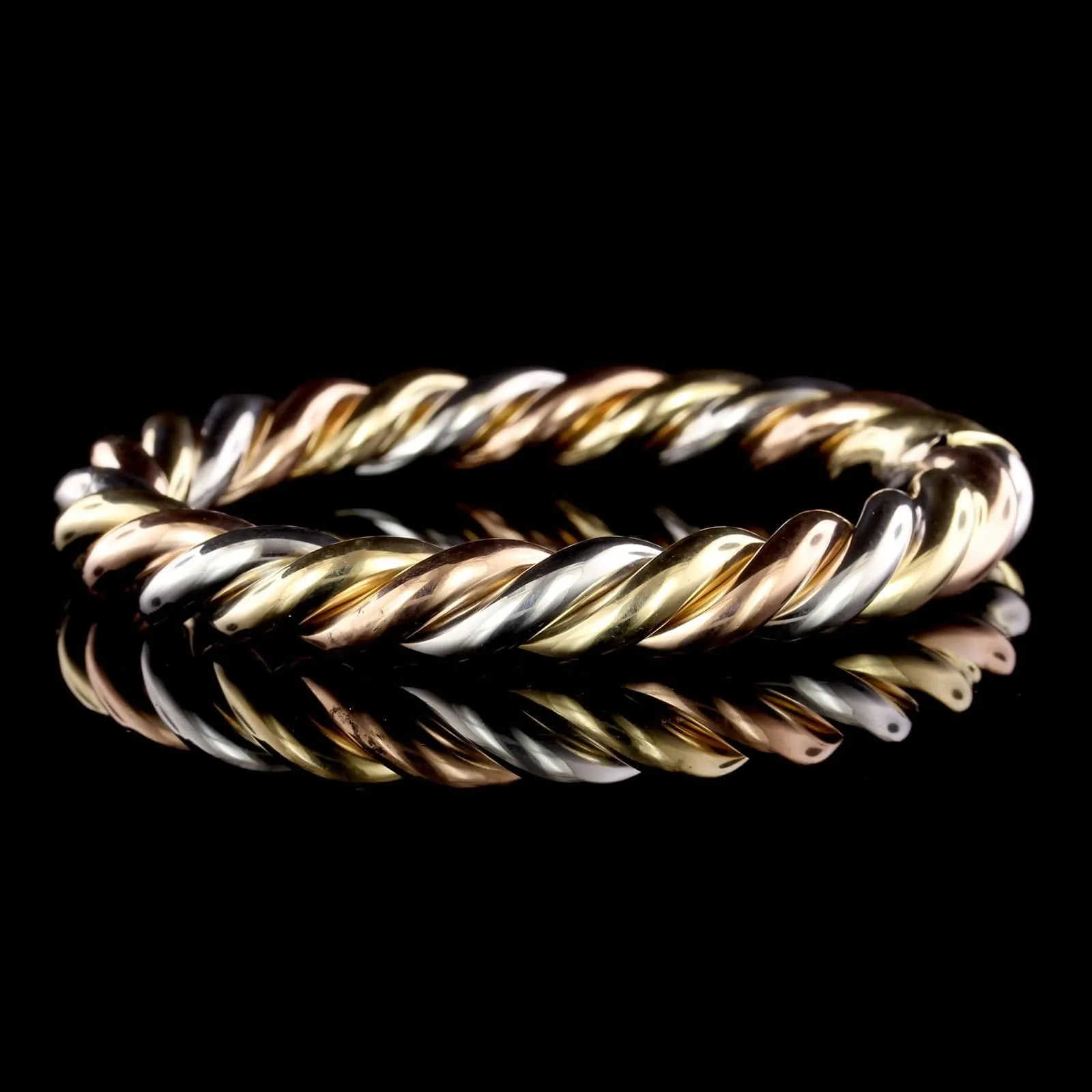 14K Tricolor Gold Estate Bangle