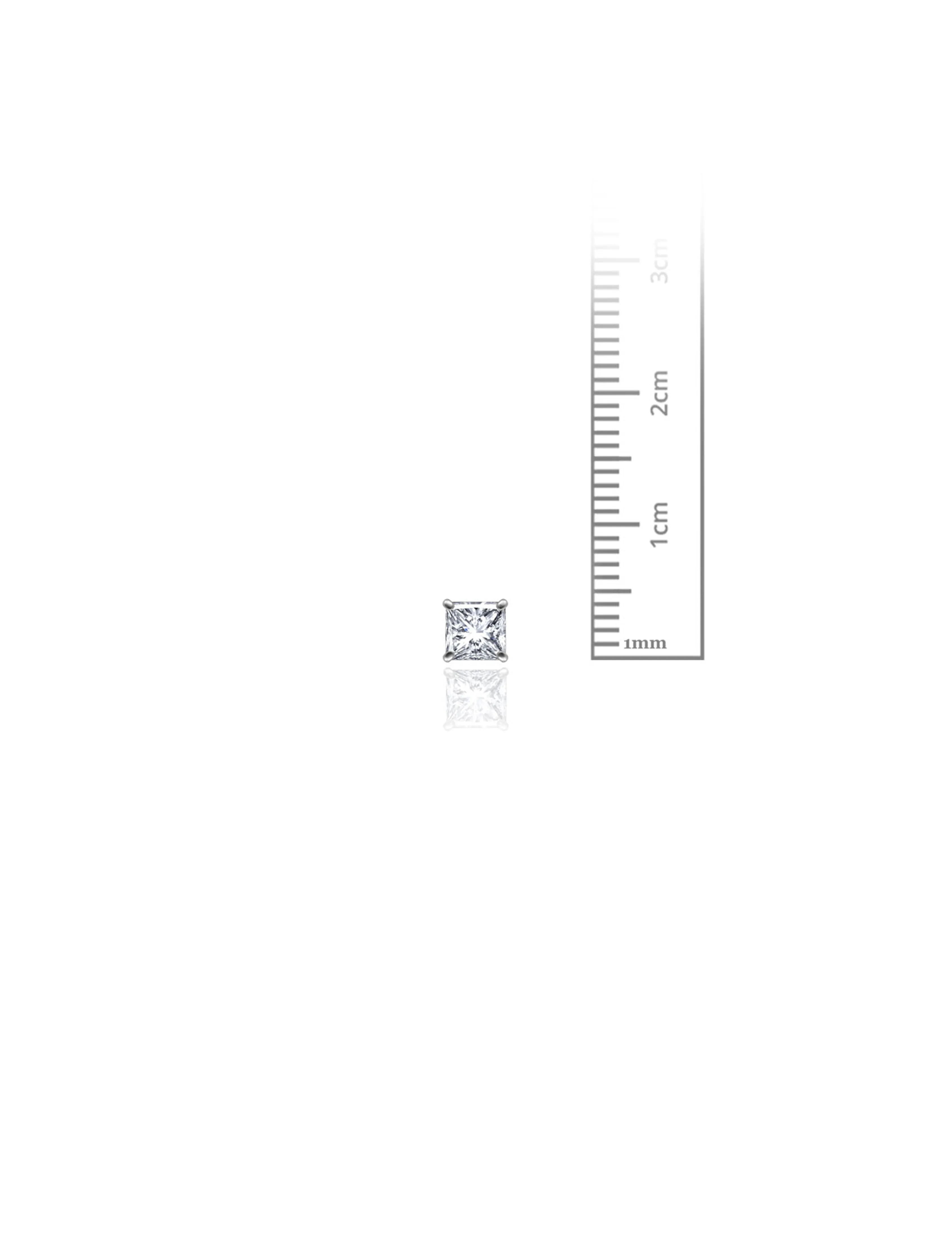 14K White Gold 4MM Square CZ Screwback Stud Earrings
