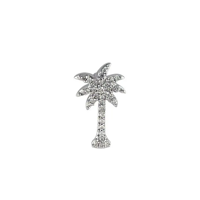 14K White Gold .50ctw Diamond Palm Tree Necklace
