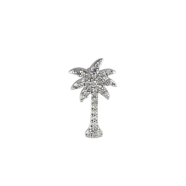 14K White Gold .50ctw Diamond Palm Tree Necklace