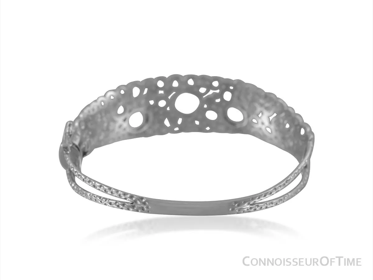 14K White Gold & Diamond Modern Bangle Bracelet with a Half Carat of Diamonds