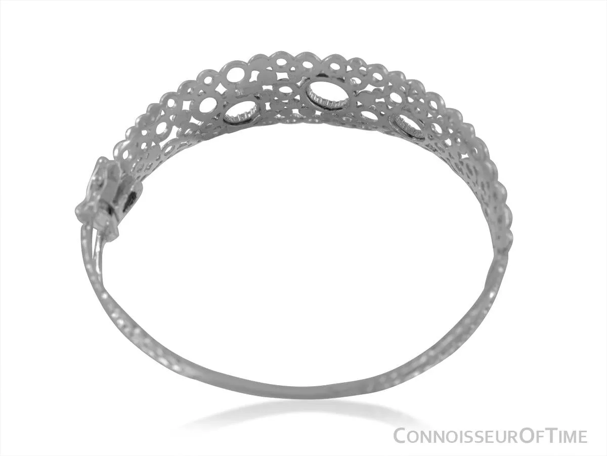 14K White Gold & Diamond Modern Bangle Bracelet with a Half Carat of Diamonds