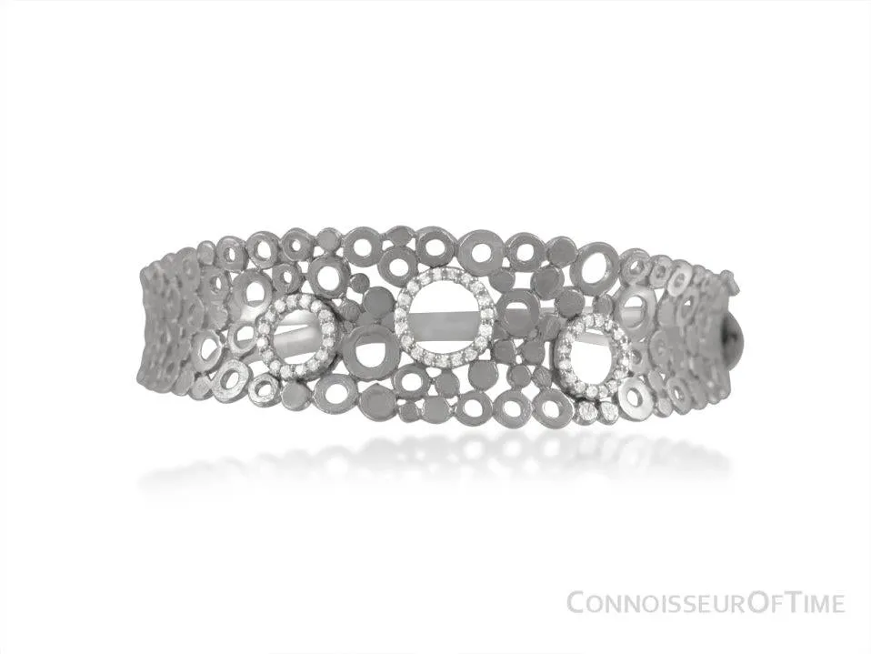 14K White Gold & Diamond Modern Bangle Bracelet with a Half Carat of Diamonds
