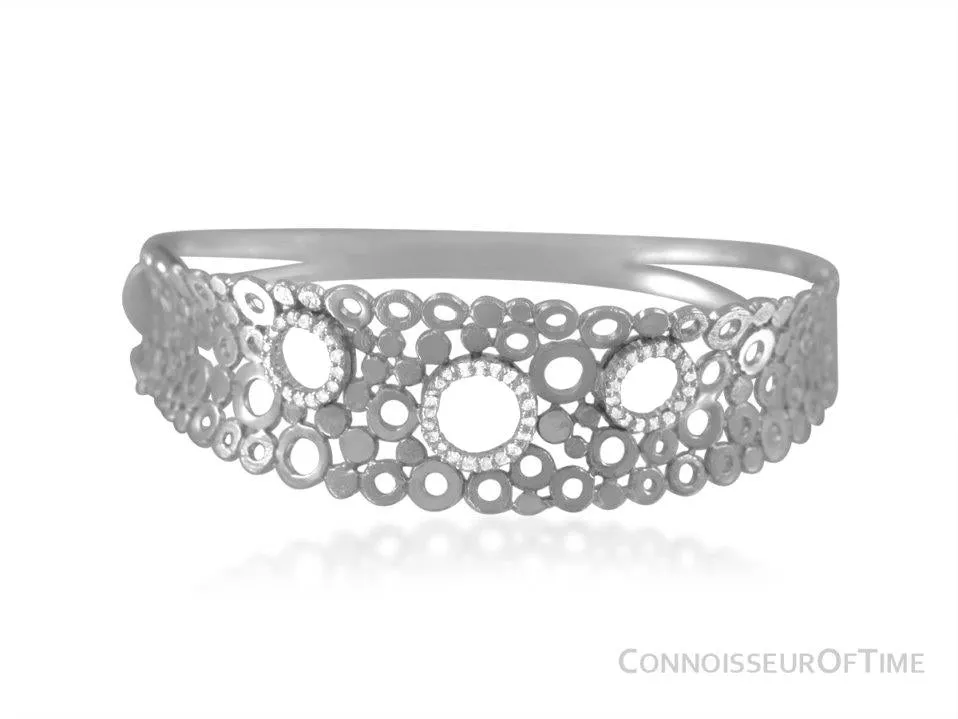 14K White Gold & Diamond Modern Bangle Bracelet with a Half Carat of Diamonds