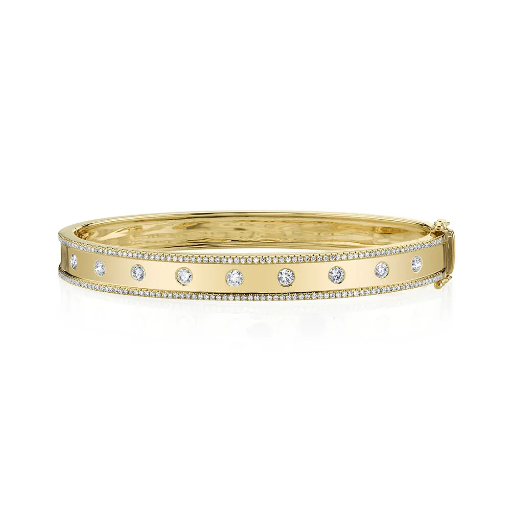 14k White Gold Diamond Bangle