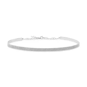 14K White Gold Diamond Choker Necklace