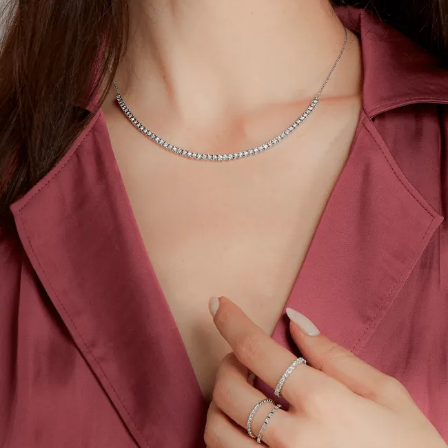 14K White Gold Diamond Necklace