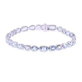 14K WHITE GOLD MIXED CUT AQUAMARINE BRACELET